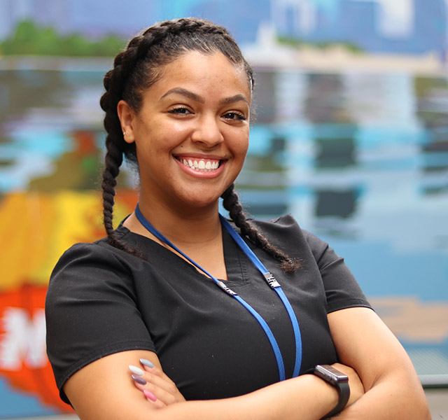 nurse in black scrubs